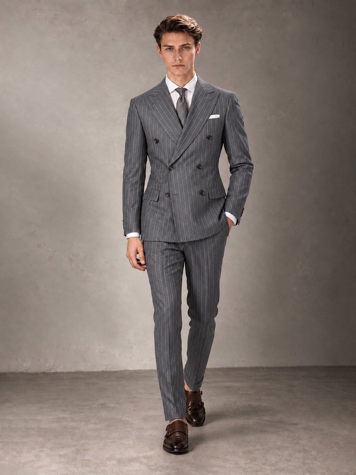 Double Breasted Pinstripe Men's Suit 2 Piece (Jacket & Pants) for Wedding & Formal Prom