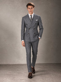 Double Breasted Pinstripe Men's Suit 2 Piece (Jacket & Pants) for Wedding & Formal Prom