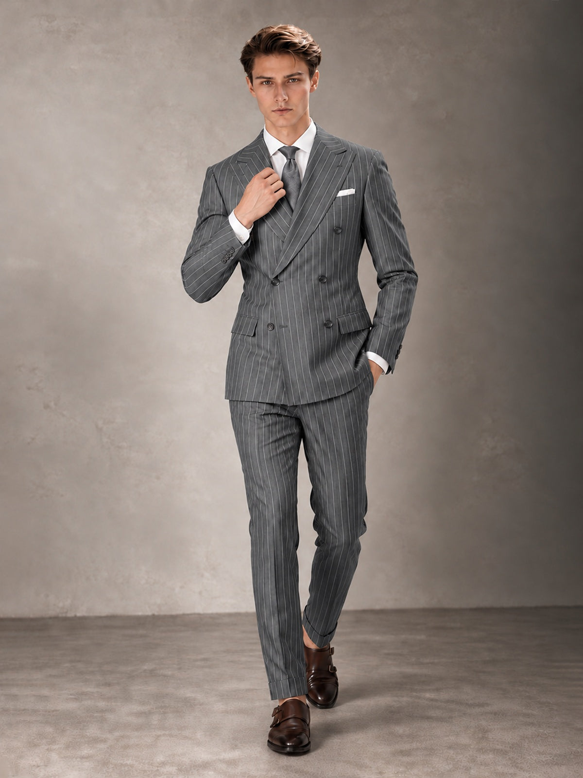 Double Breasted Pinstripe Men's Suit 2 Piece (Jacket & Pants) for Wedding & Formal Prom