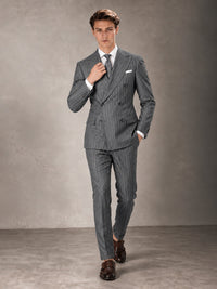 Double Breasted Pinstripe Men's Suit 2 Piece (Jacket & Pants) for Wedding & Formal Prom