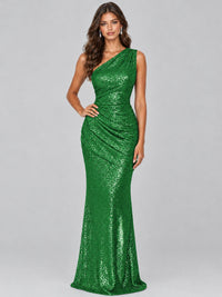 Sequin Mermaid One Shoulder Prom Dress Long formal Gown