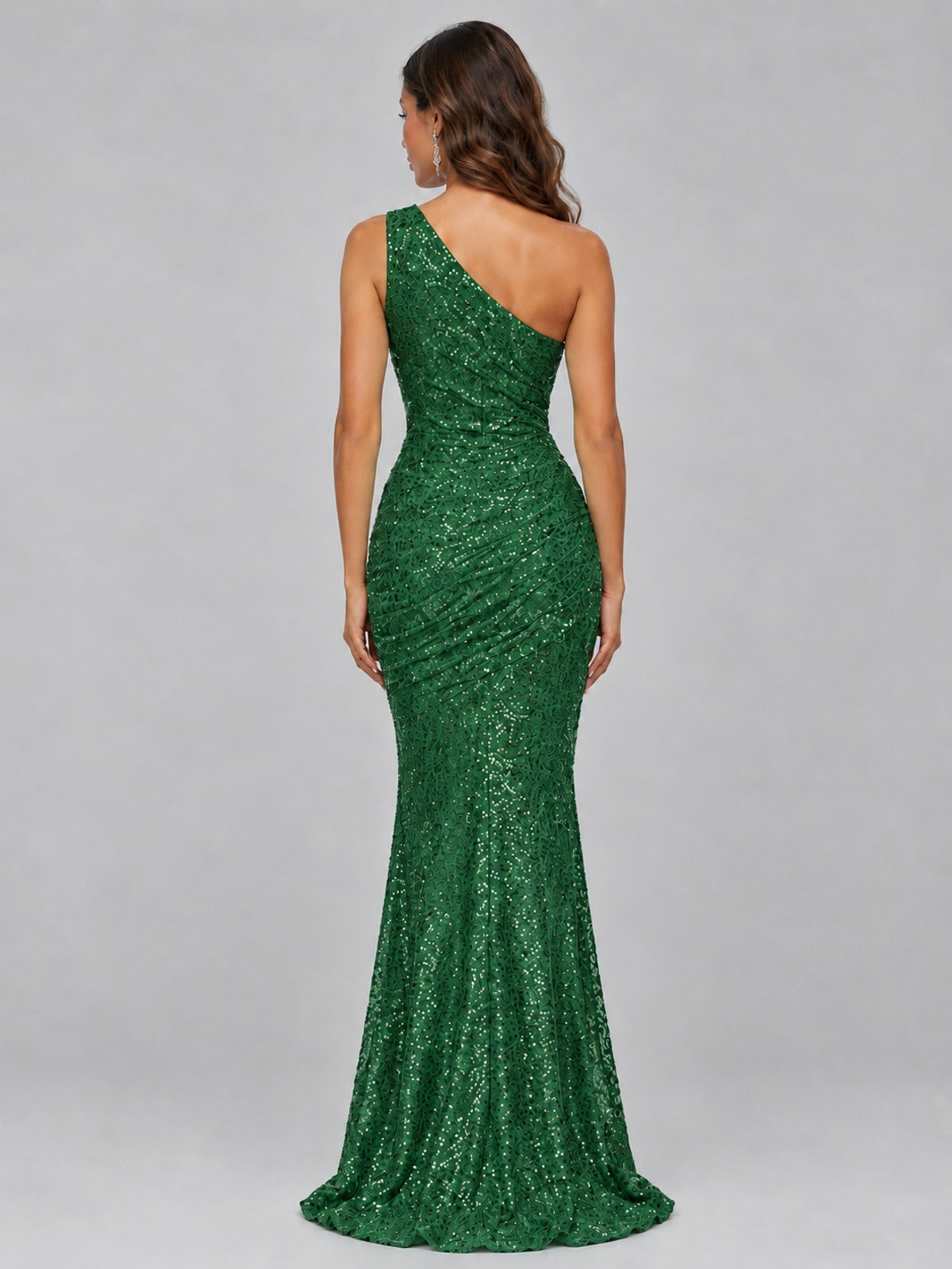 Sequin Mermaid One Shoulder Prom Dress Long formal Gown