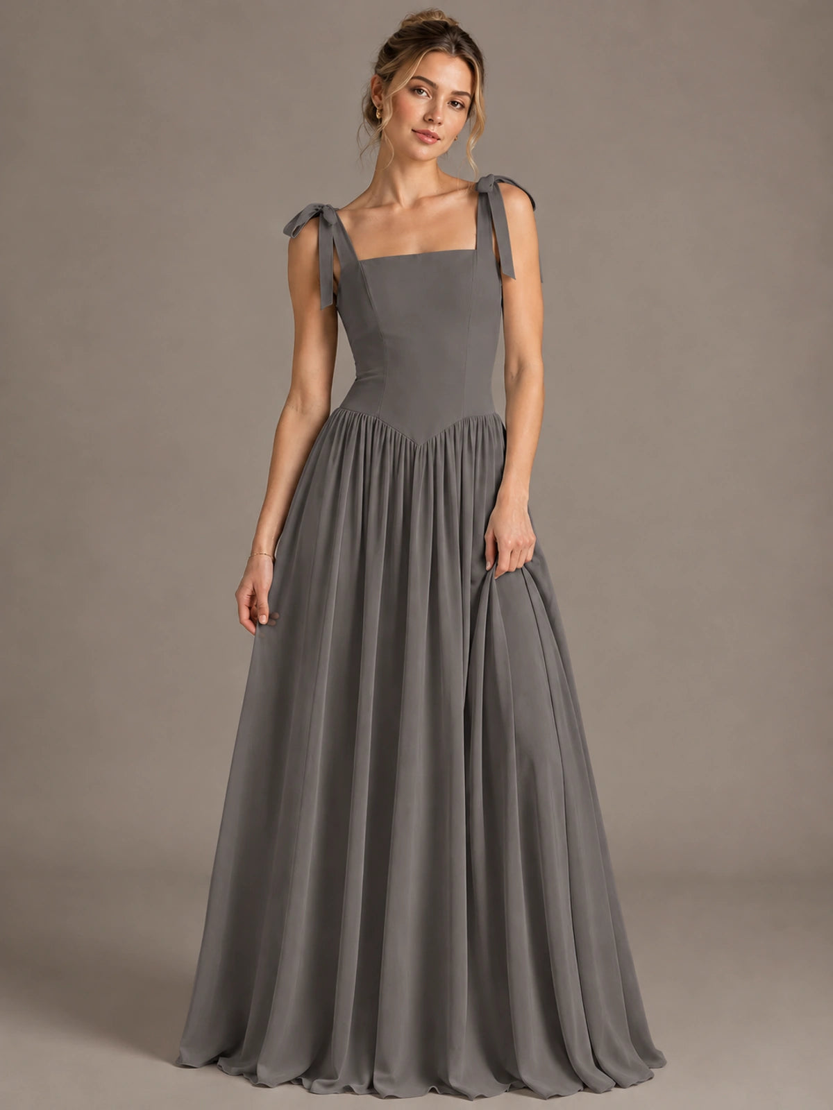 Square Neck A-Line Maxi Dress