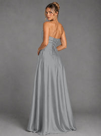 Sweetheart Neck Strapless Satin A-Line Prom Dress