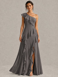 Sage Green One Shoulder Ruffle Bridesmaid Dress