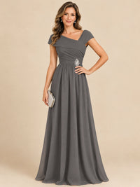 Cap Sleeve Mother of The Bride Dresses Long Chiffon Formal Gowns