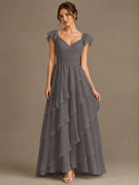 Ruffle Tiered V Neck Maxi Dress