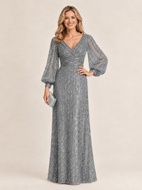 Sparkle Sequin Mother of The Bride Dresses with Long Sleeves