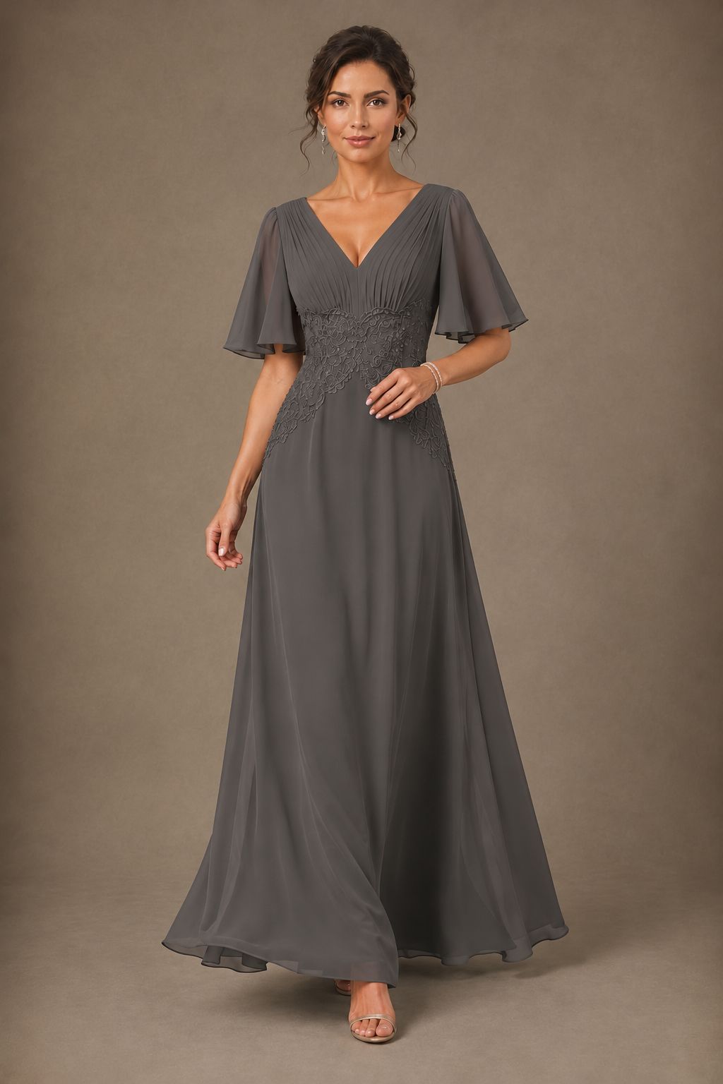 A-Line Chiffon Mother of the Bride Dress with Applique