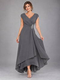 Cap Sleeve Chiffon A-Line Mother of the Bride Dress