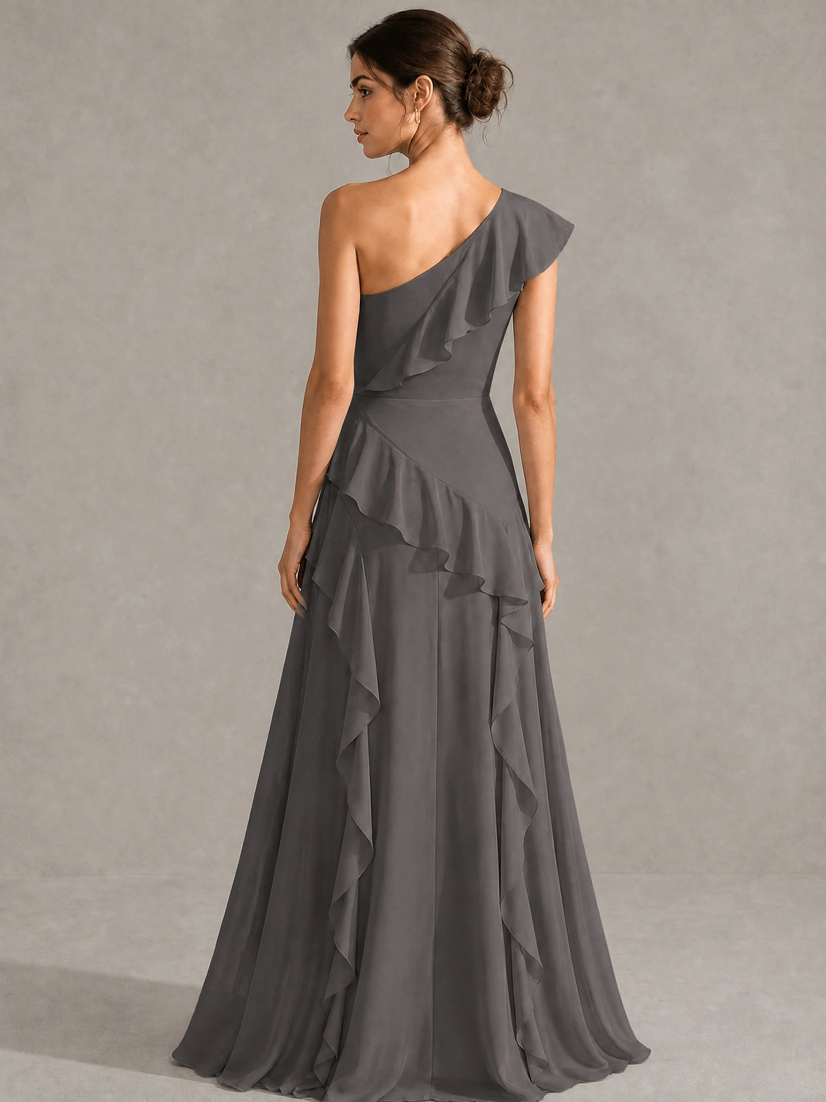 Sage Green One Shoulder Ruffle Bridesmaid Dress