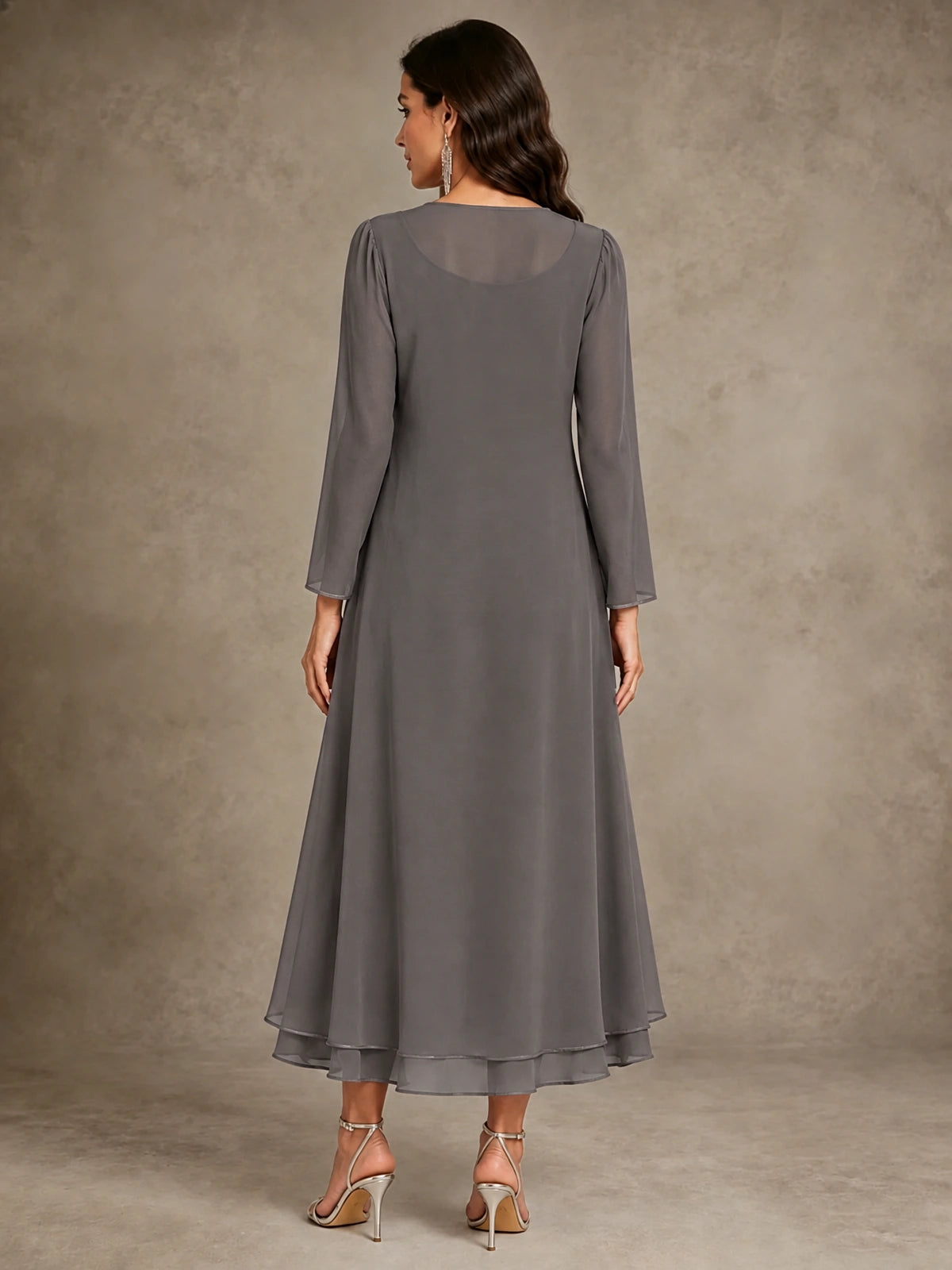 Sequin Chiffon Mother of the Bride Dress with Jacket
