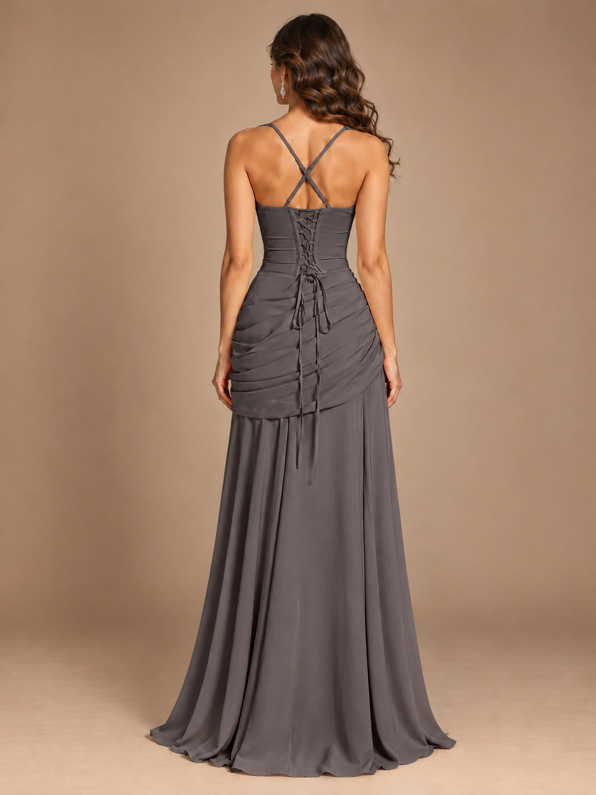 Butter Yellow Square Neck Ruched A-Line Prom Dress