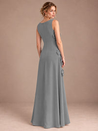 3D Floral Applique Sleeveless Formal Maxi Dress