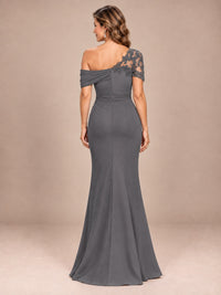 One Shoulder Chiffon Mother of The Bride Dress