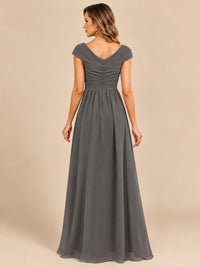 Cap Sleeve Mother of The Bride Dresses Long Chiffon Formal Gowns