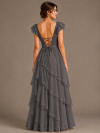 Ruffle Tiered V Neck Maxi Dress
