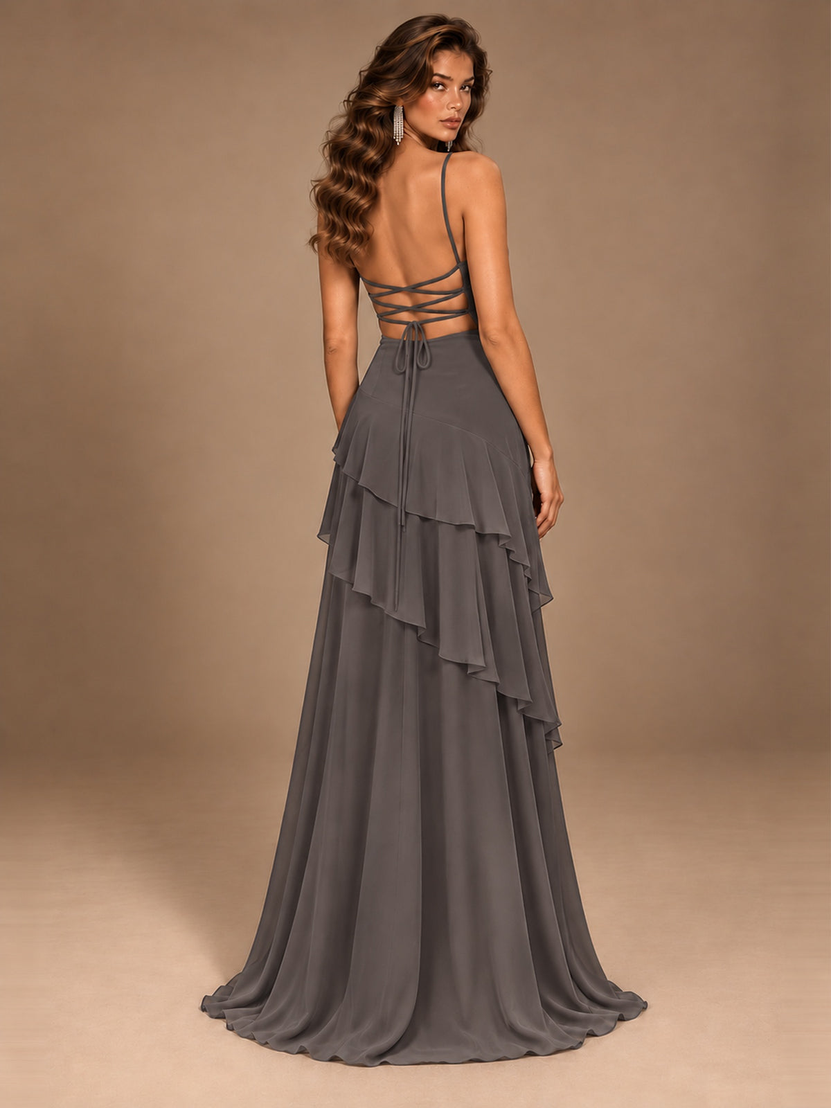 Sweetheart A-Line Ruffle Prom Dress with Spaghetti Straps
