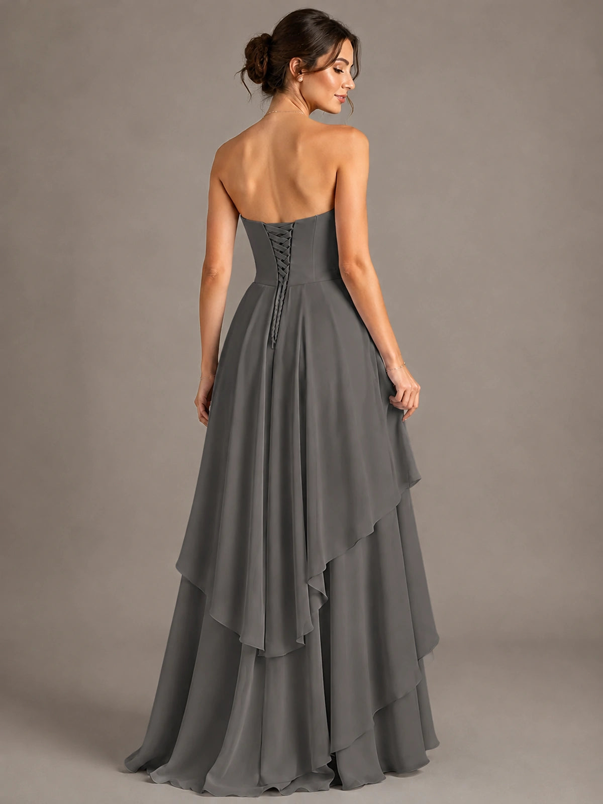 Strapless Ruffle A-Line Maxi Dress