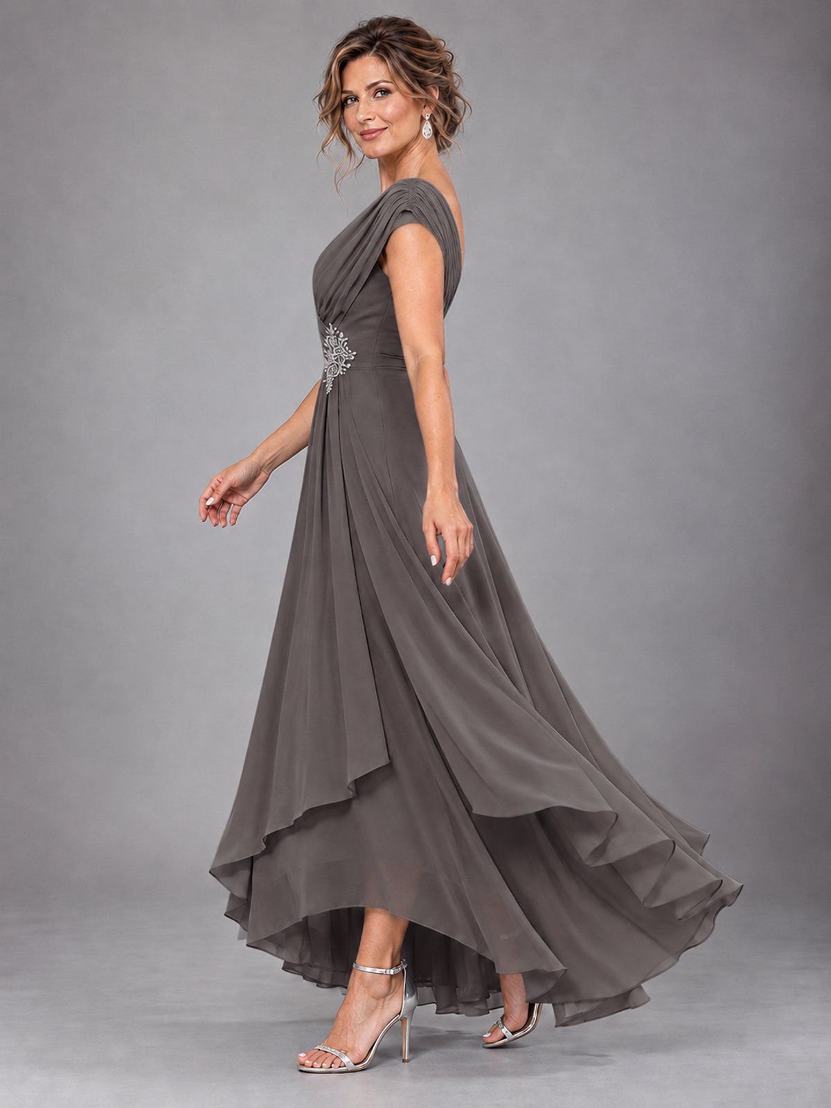 Cap Sleeve Chiffon A-Line Mother of the Bride Dress