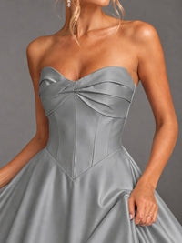 Sweetheart Neck Strapless Satin A-Line Prom Dress