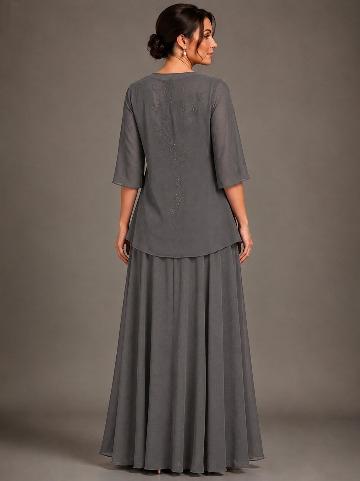 A-line 2 Pieces Chiffon Appliques Mother of The Bride Dresses with Jackets