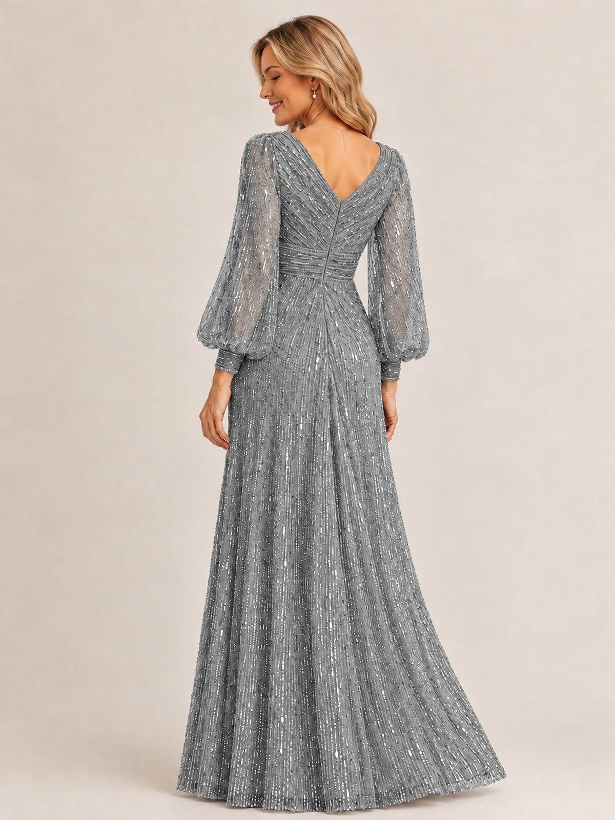 Sparkle Sequin Mother of The Bride Dresses with Long Sleeves
