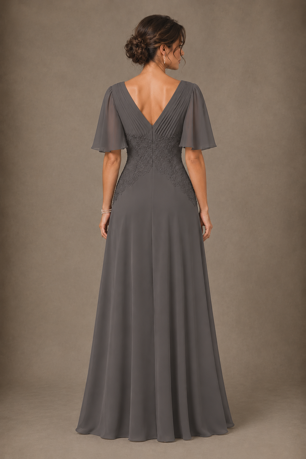 A-Line Chiffon Mother of the Bride Dress with Applique