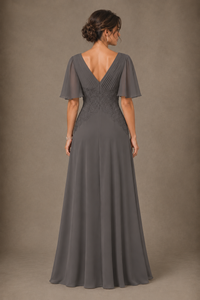 A-Line Chiffon Mother of the Bride Dress with Applique