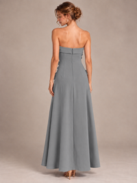 Yellow Strapless 3D Floral Appliques Maxi Dress