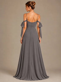 A-Line Ruffles Chiffon Bridesmaid Dress with Slit
