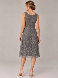 Tea Length Sequin Lace Mother of The Bride Dress with Chiffon Jacket
