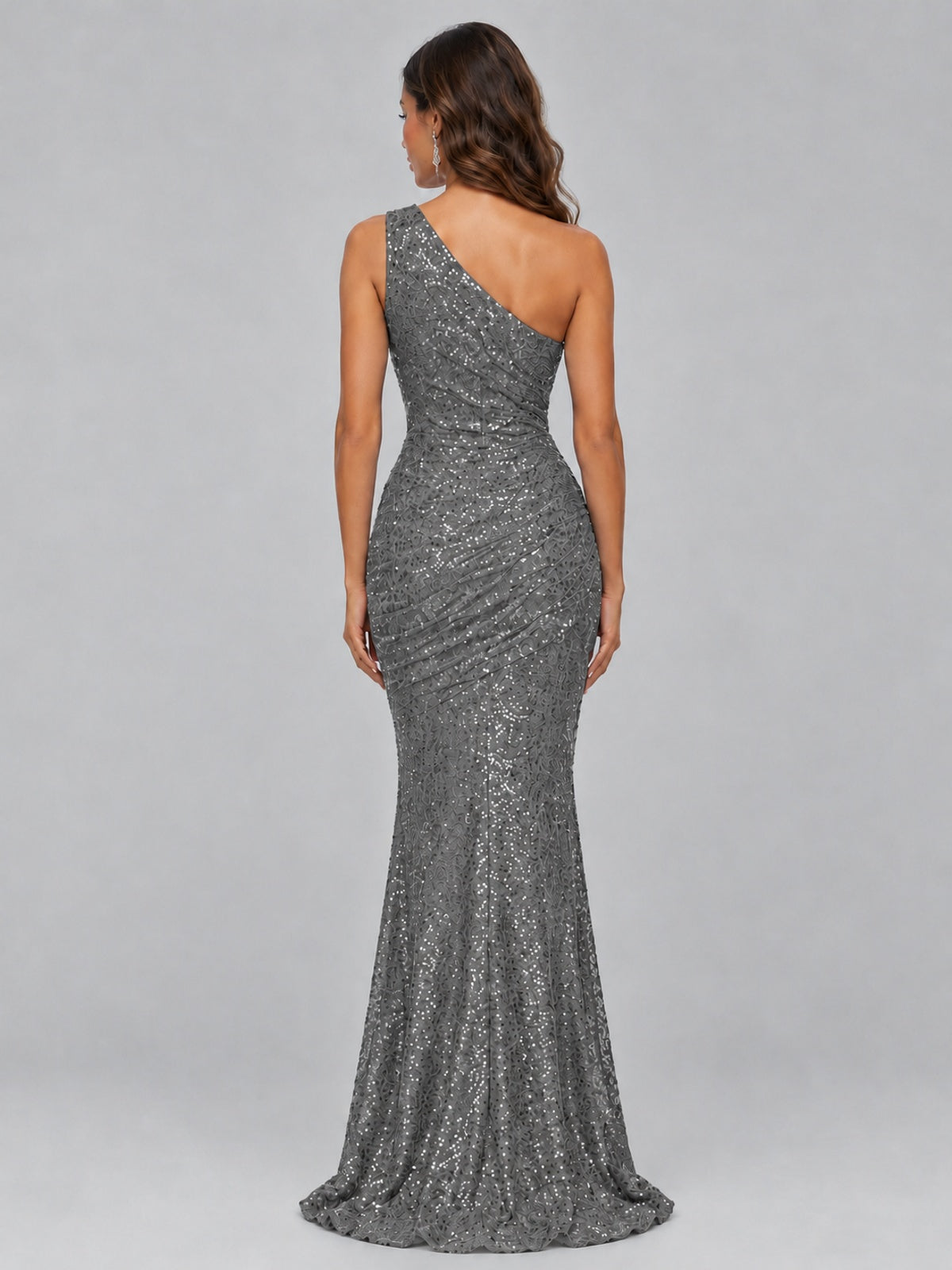Sequin Mermaid One Shoulder Prom Dress Long formal Gown