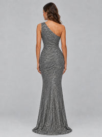 Sequin Mermaid One Shoulder Prom Dress Long formal Gown