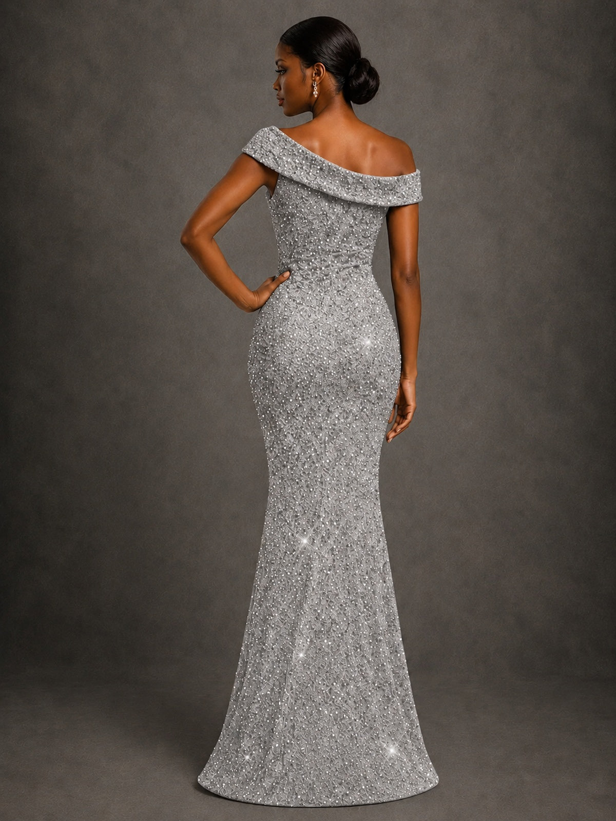 Sequin Off Shoulder Mermaid Prom Dress