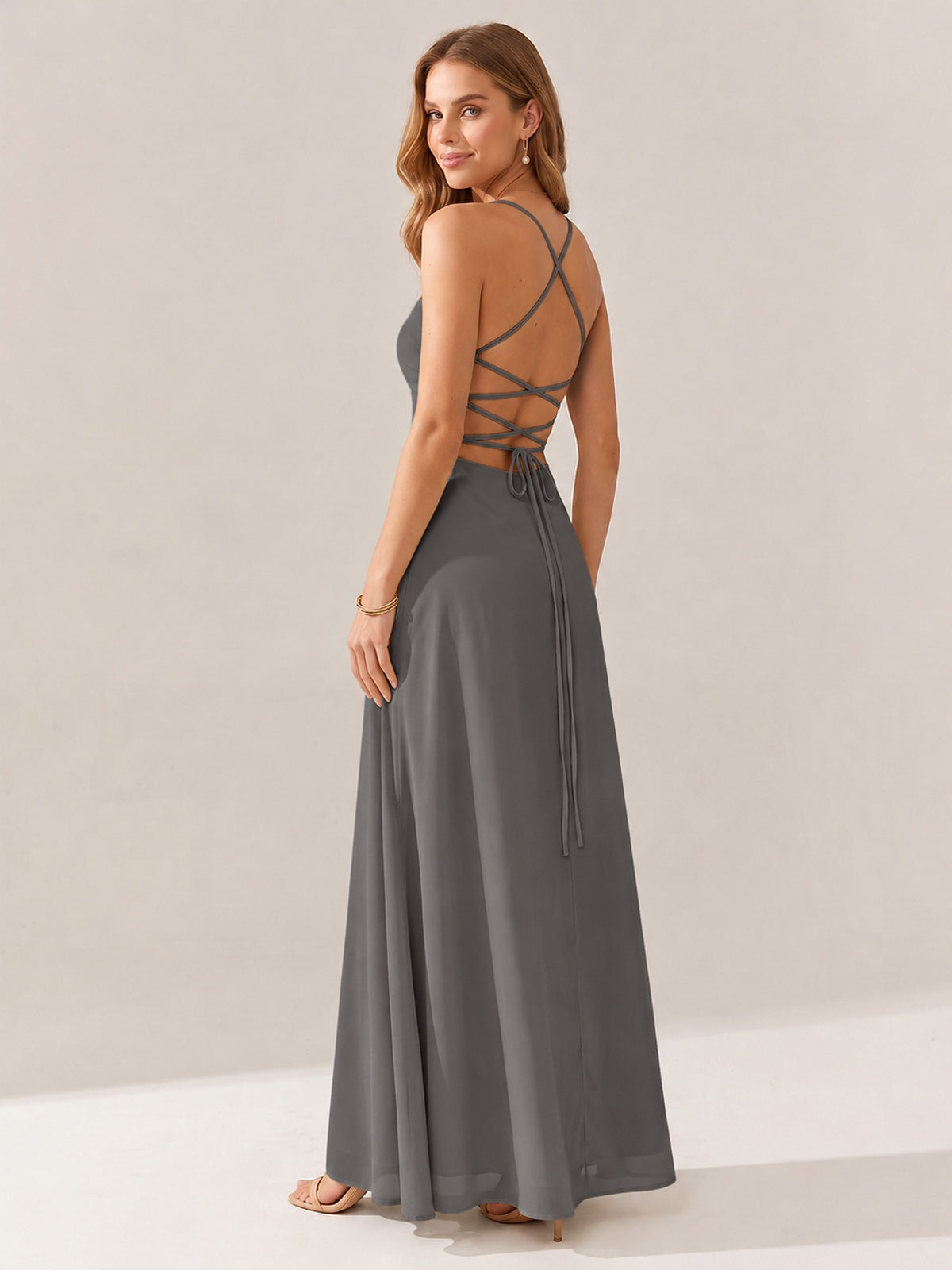 JOVELLEE Yellow Sweetheart Ruched Bust Chiffon Maxi Dress