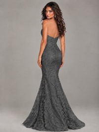 Strapless Corset Mermaid Prom Dress Lace Appliqué Formal Gown