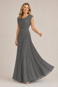 Cowl Neck Ruched Chiffon Mother of the Bride Dress