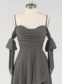 A-Line Ruffles Chiffon Bridesmaid Dress with Slit