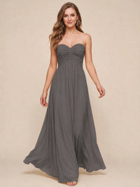 Strapless Pleated Chiffon A-Line Bridesmaid Dress