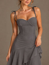 Spaghetti Strap Tiered Ruffles Chiffon Prom Dress