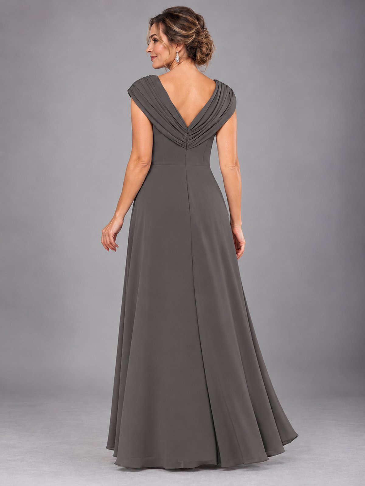 Cap Sleeve Chiffon A-Line Mother of the Bride Dress