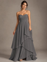 Strapless Ruffle A-Line Maxi Dress