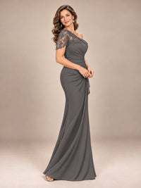 One Shoulder Chiffon Mother of The Bride Dress
