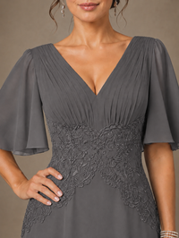 A-Line Chiffon Mother of the Bride Dress with Applique