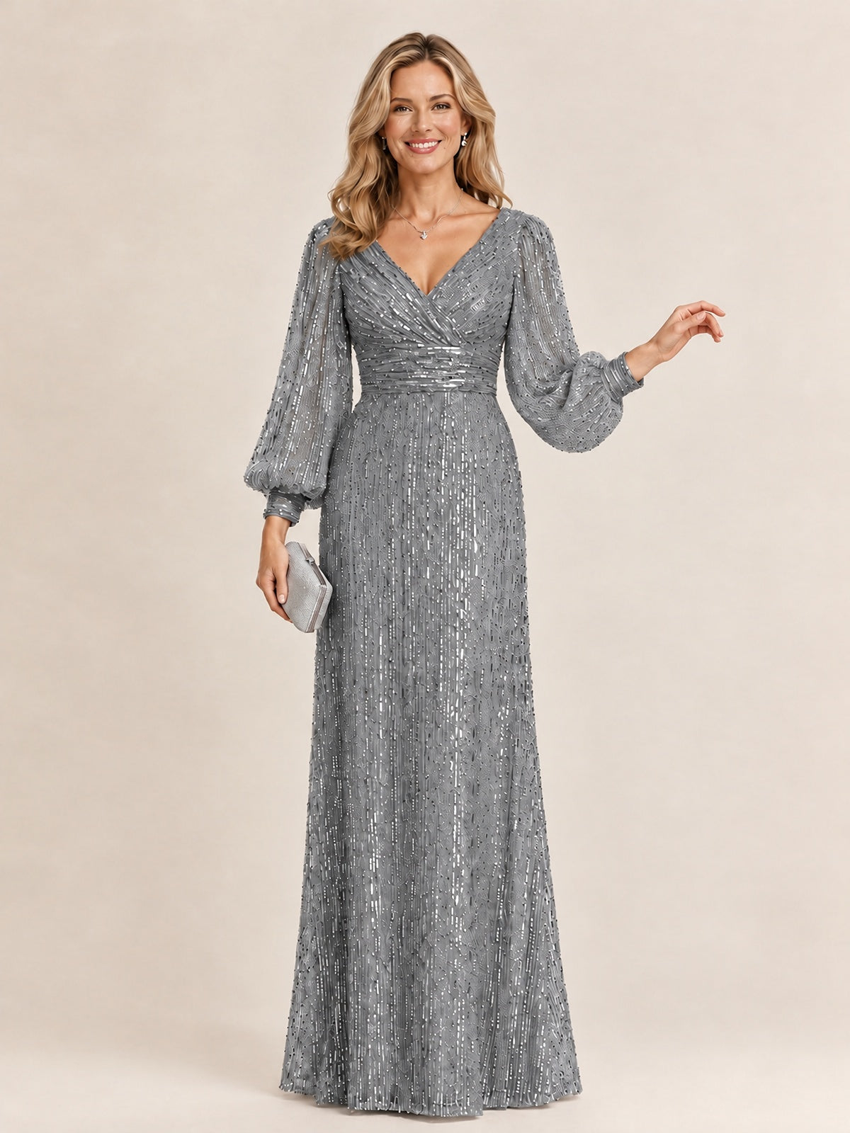 Sparkle Sequin Mother of The Bride Dresses with Long Sleeves