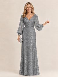 Sparkle Sequin Mother of The Bride Dresses with Long Sleeves