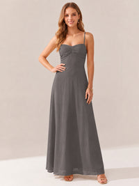 JOVELLEE Yellow Sweetheart Ruched Bust Chiffon Maxi Dress