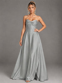 Sweetheart Neck Strapless Satin A-Line Prom Dress