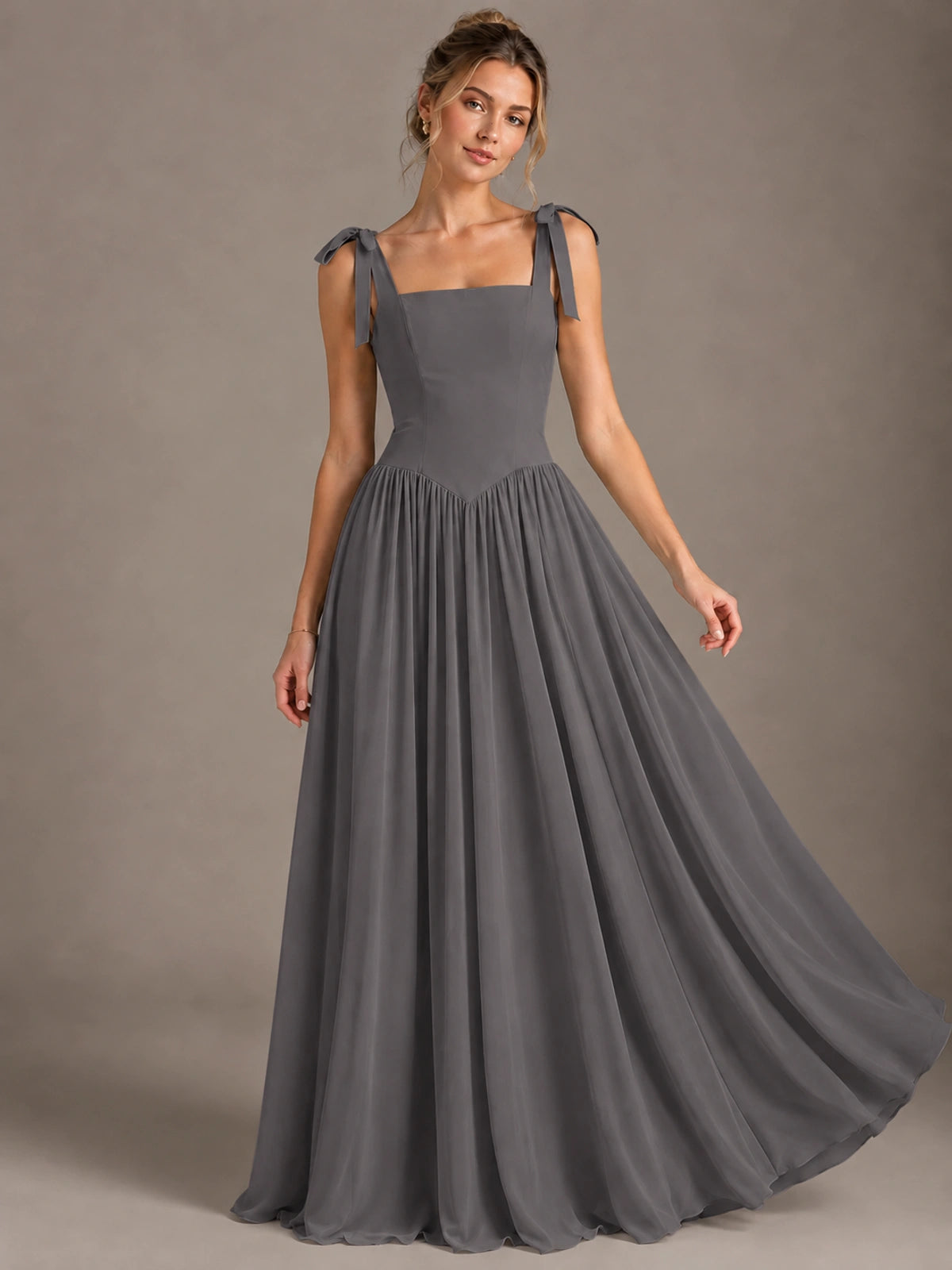 Square Neck A-Line Maxi Dress